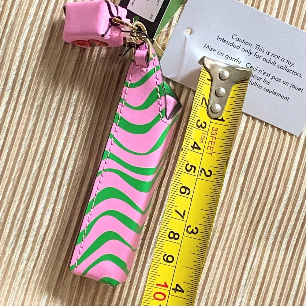 Kate Spade Strawberry Bubble Gum Key Fob Keychain Bag Charm Genuine Leather